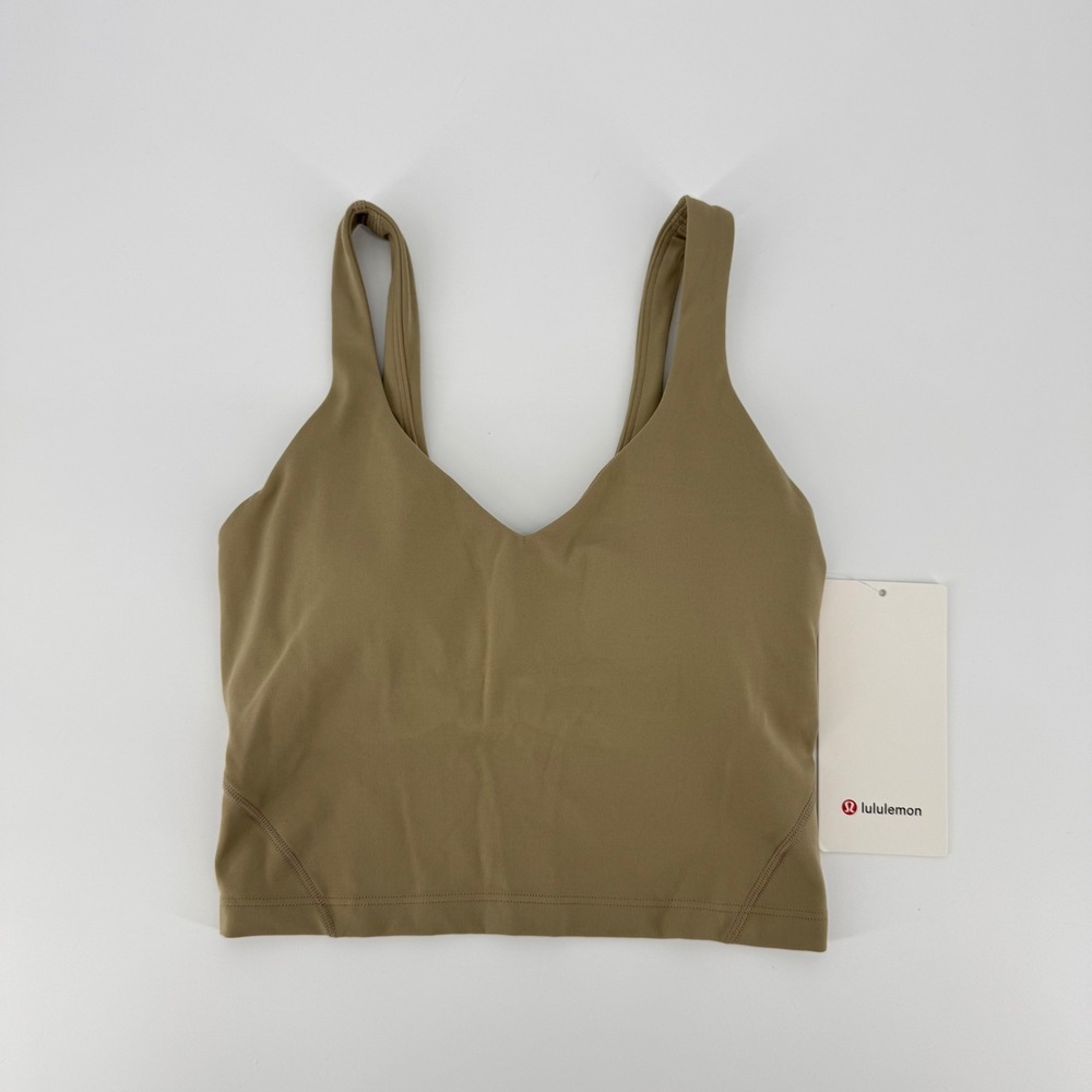 Lululemon Align Tank Top Sheer Oak Nulu Cropped Yoga Bra LW1DUDS Size 2 NEW